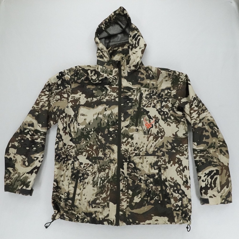 Walls Pro Series Jacket Mens Large Veil Camo Hooded Hunting Rain Full Zip Hood
